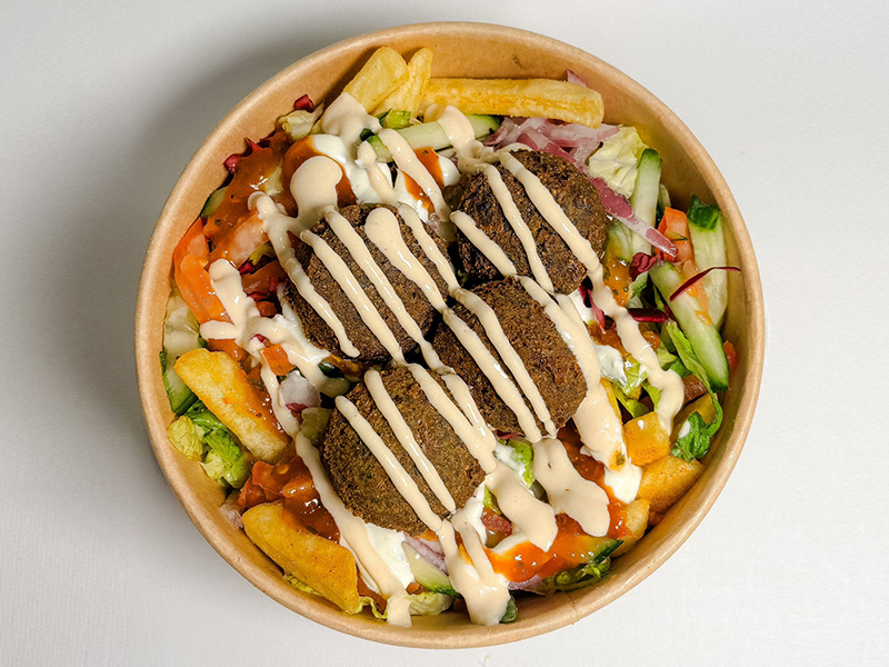 Falafel artesanal con salsas veganas